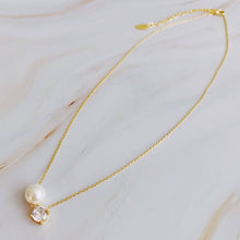 Load image into Gallery viewer, Single Pearl And Diamond Necklace
