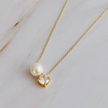 Load image into Gallery viewer, Single Pearl And Diamond Necklace
