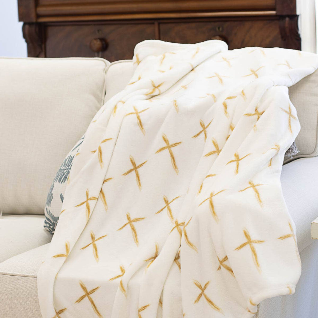 La Croix Throw  Soft White/Gold