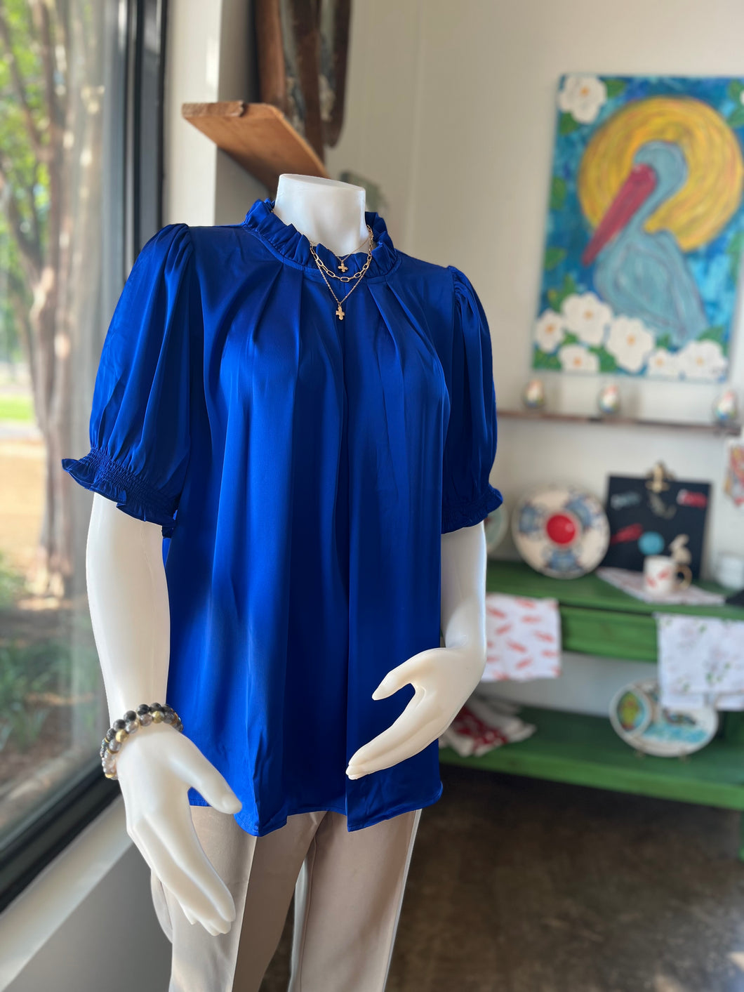 Satin Royal Blue Top