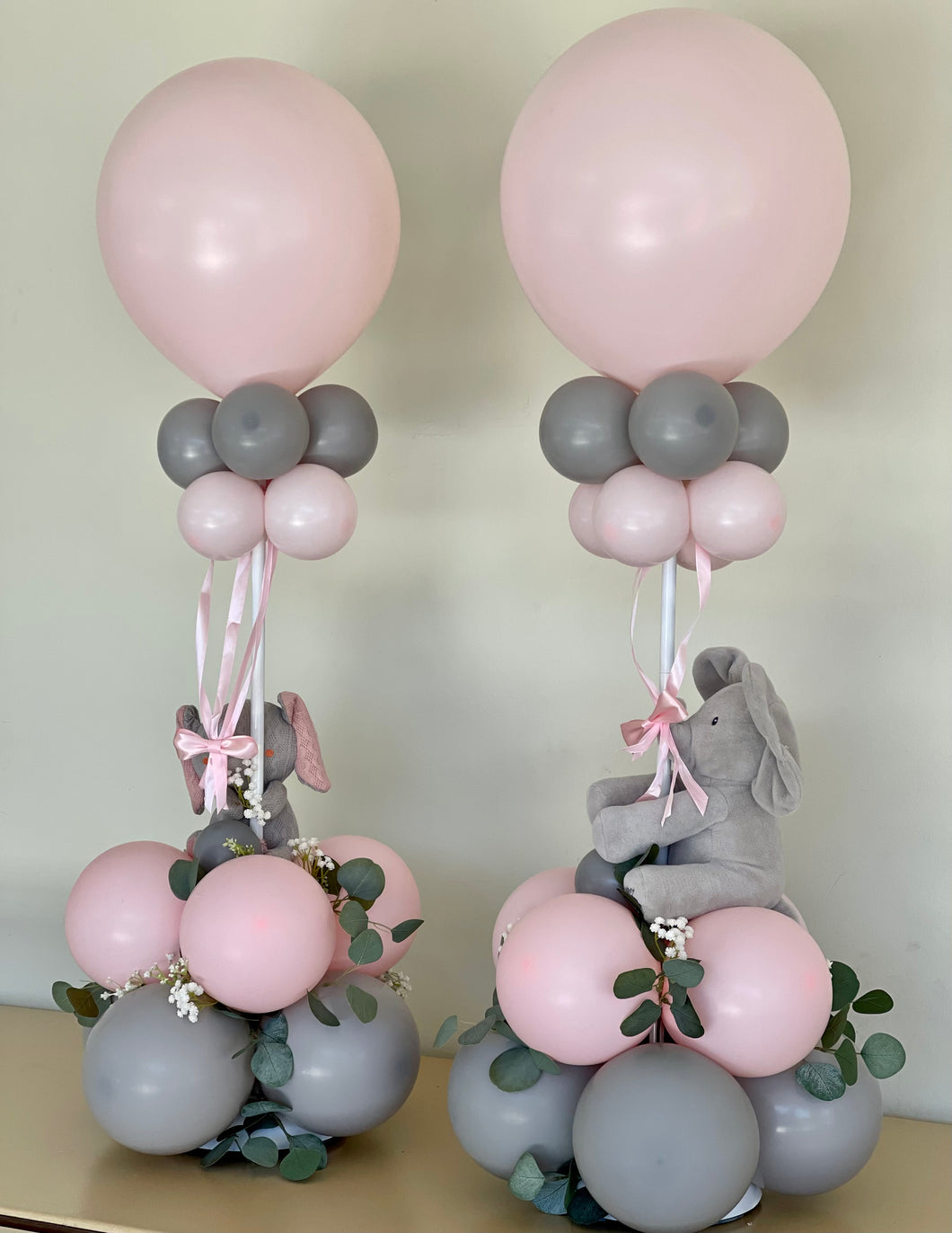Stuffed Animal Holding Balloons Centerpiece