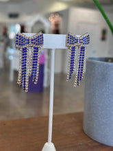 Load image into Gallery viewer, CZ Blue-Bow Fringe Earring
