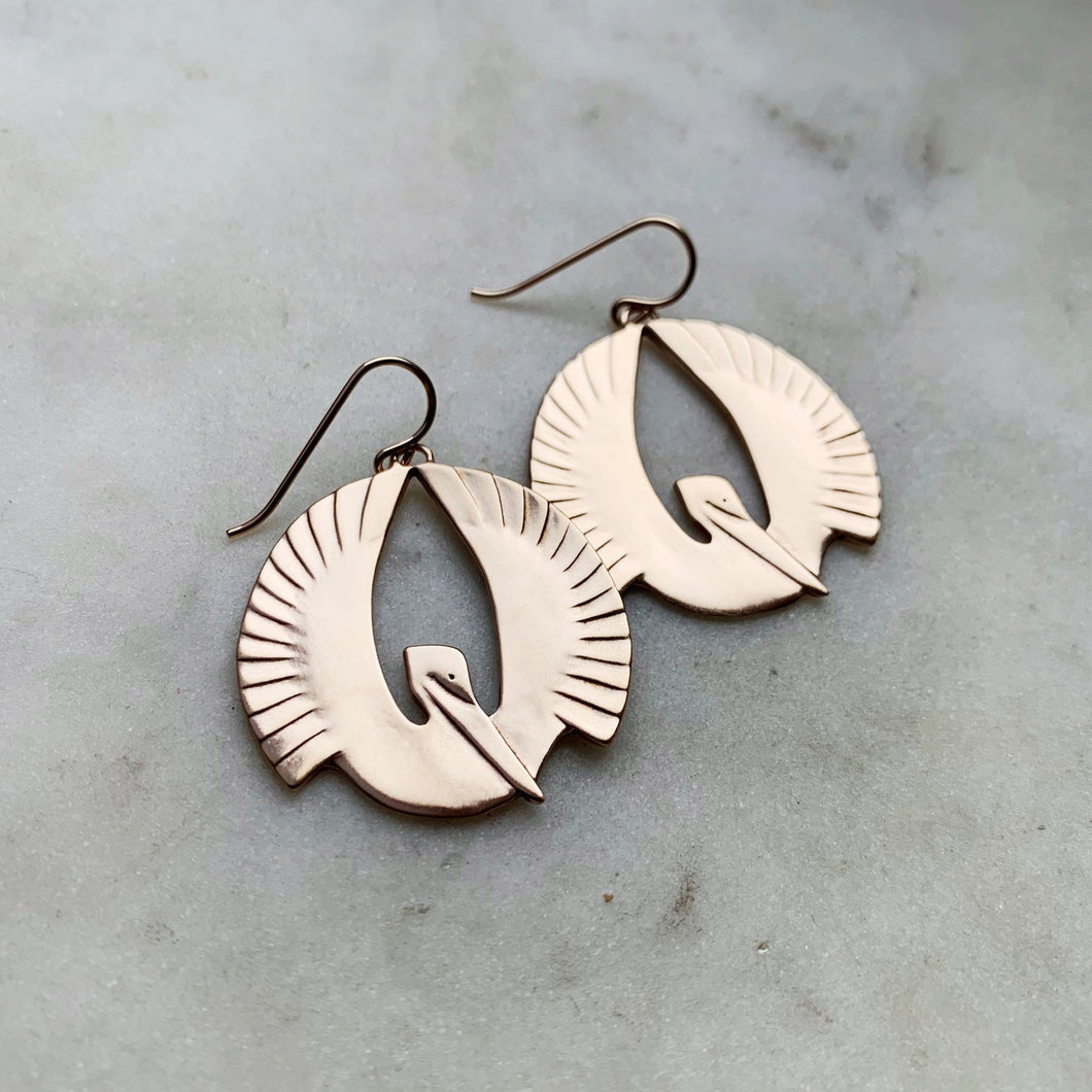 MIMOSA Pelican Rising Earrings- Large- Bronze