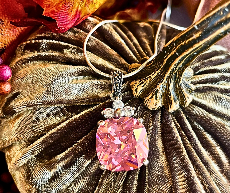 Sterling Silver and Pink Topaz Necklace
