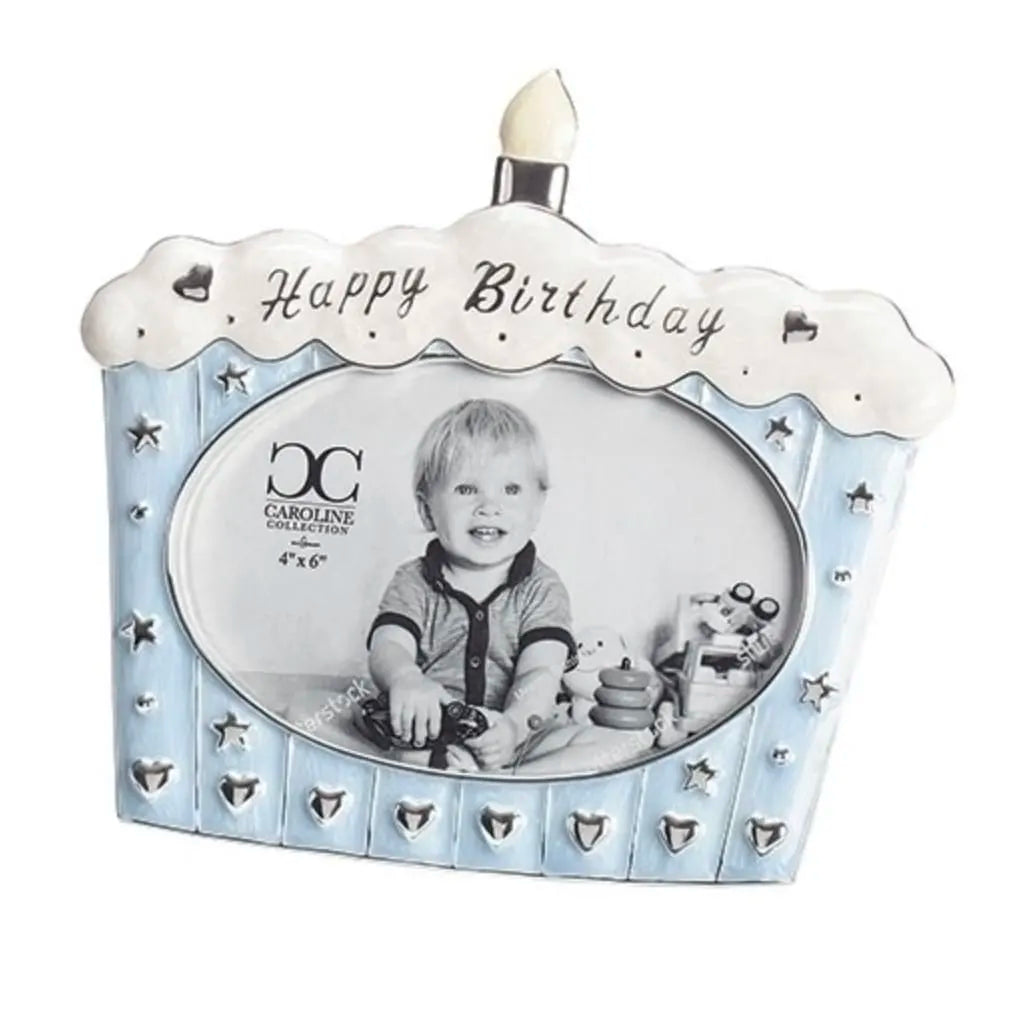 Blue Happy Birthday Cake Frame 4x6