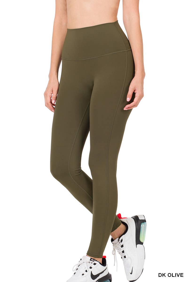 Athletic High Waisted Leggings- Olive Green
