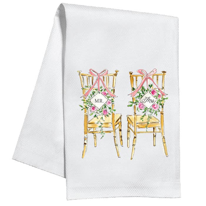 Handpainted Mr and Mrs Kitchen Towel