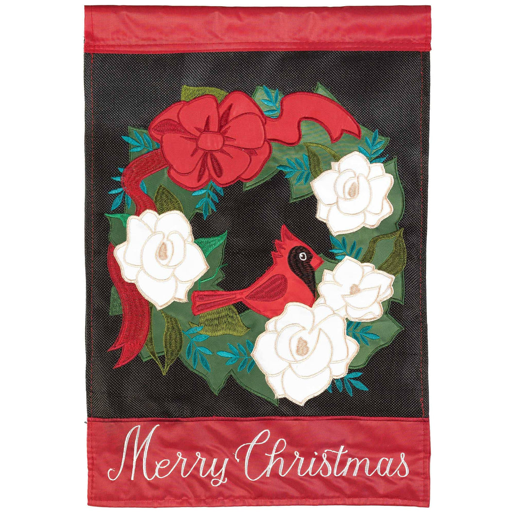 MERRY CHRISTMAS CARD WREATH FLAG BURL GD