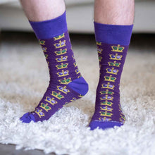 Load image into Gallery viewer, Men&#39;s King Crown Socks   Purple/Green/Yellow   One Size
