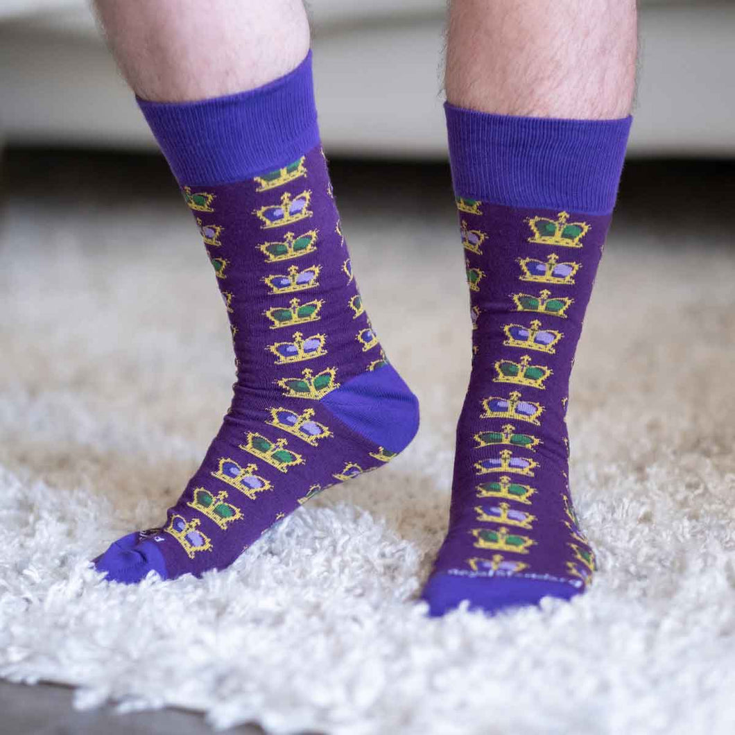 Men's King Crown Socks   Purple/Green/Yellow   One Size