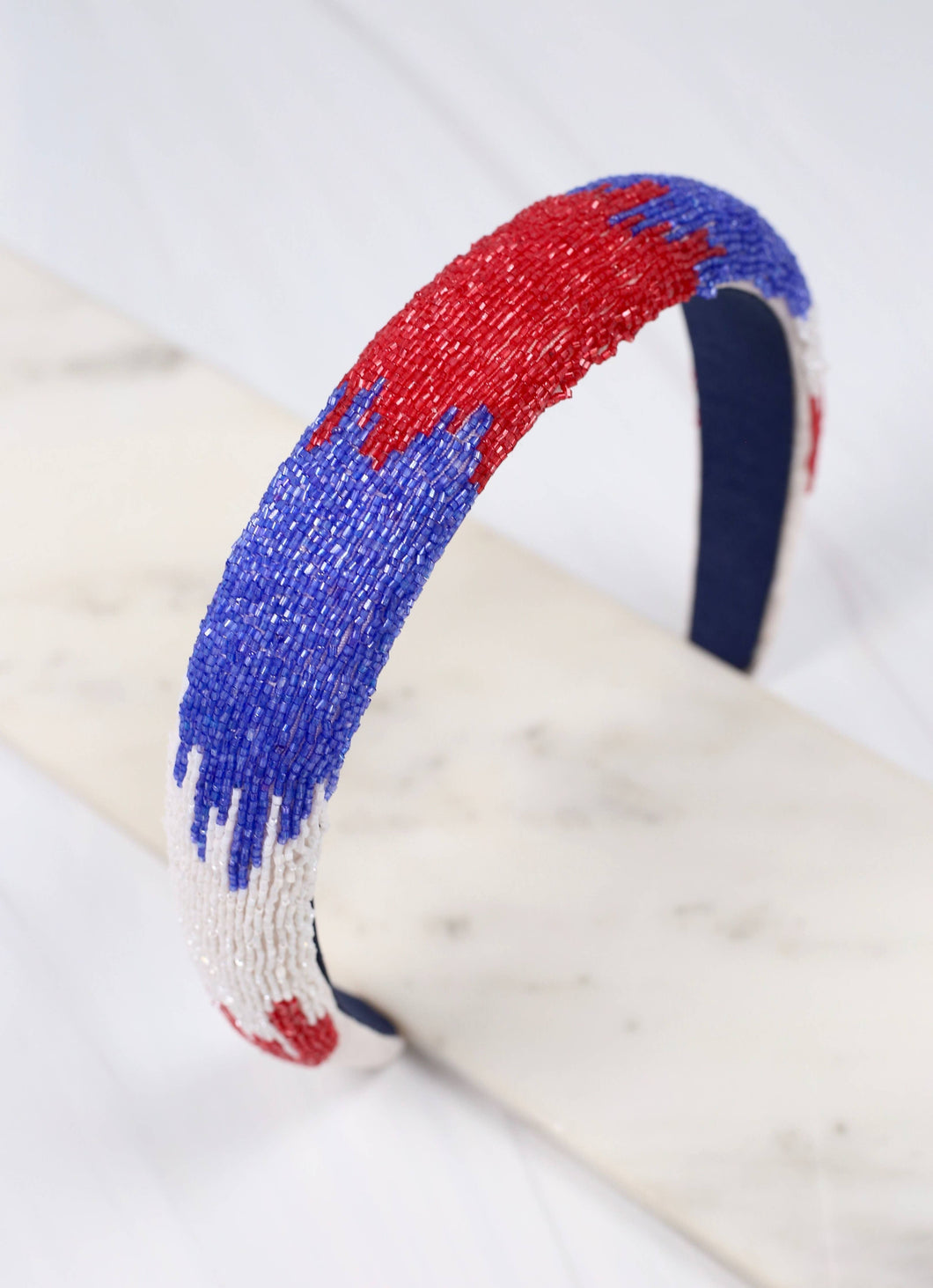 Red White and Blue Patriotic Beaded Headband