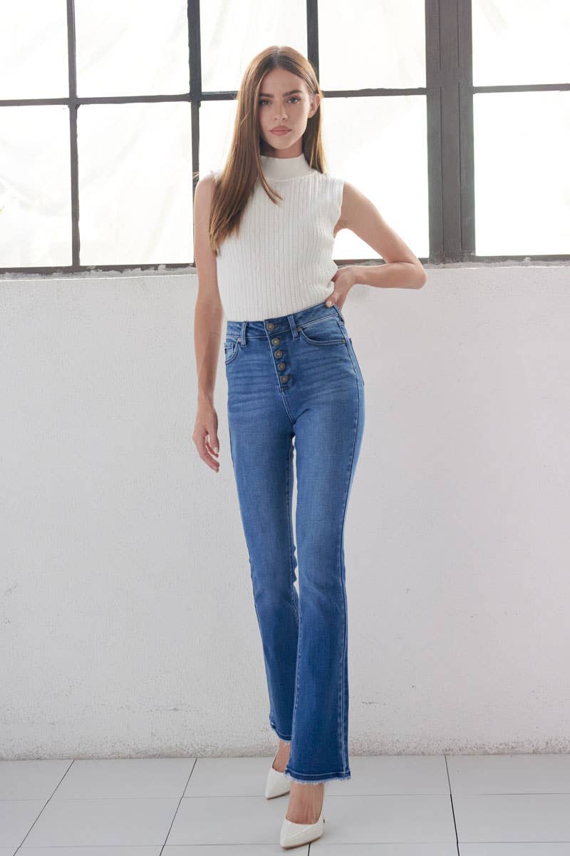High-Rise Exposed Button Jeans