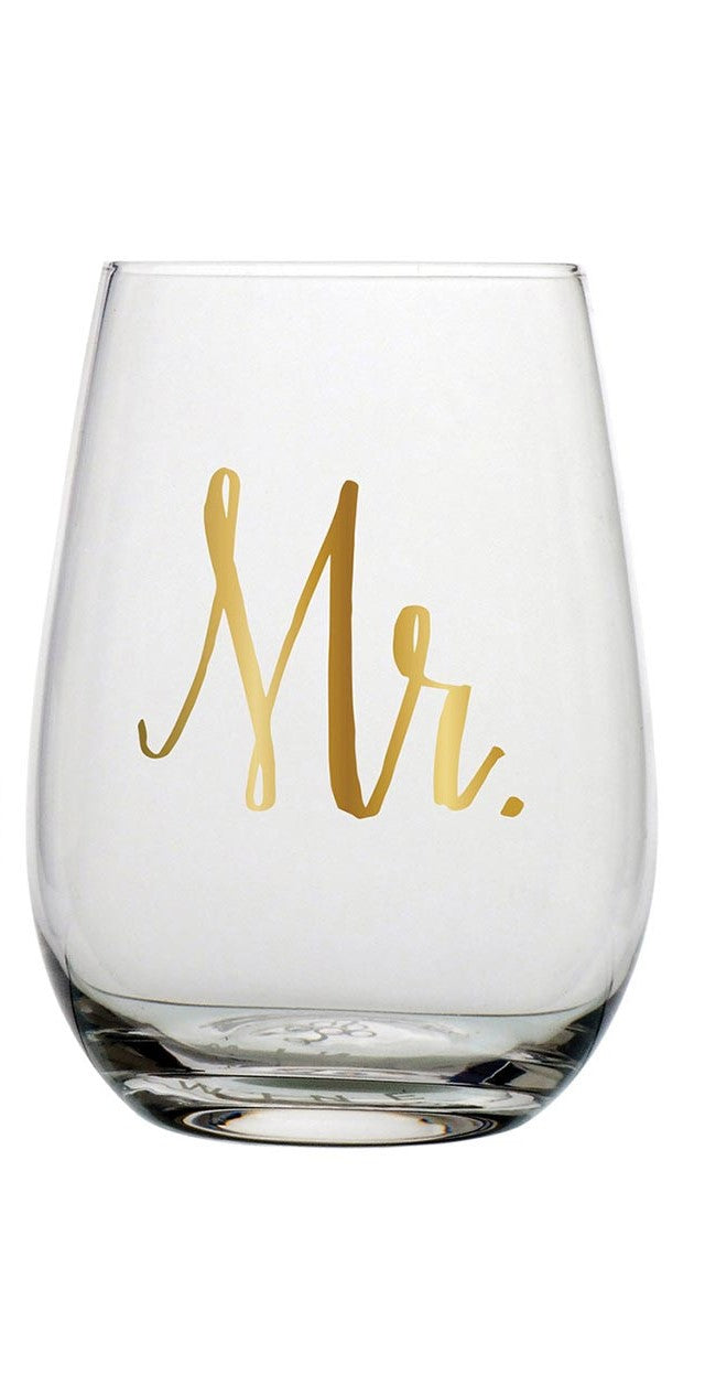 Mr. Stemless Wine Glass