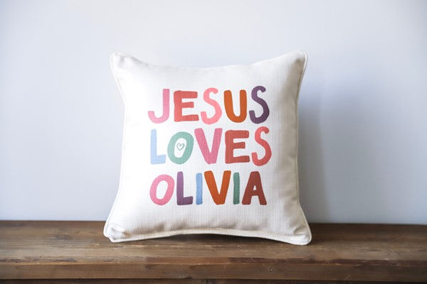 Custom Pillow | Jesus Loves Me Girl Name Pillow